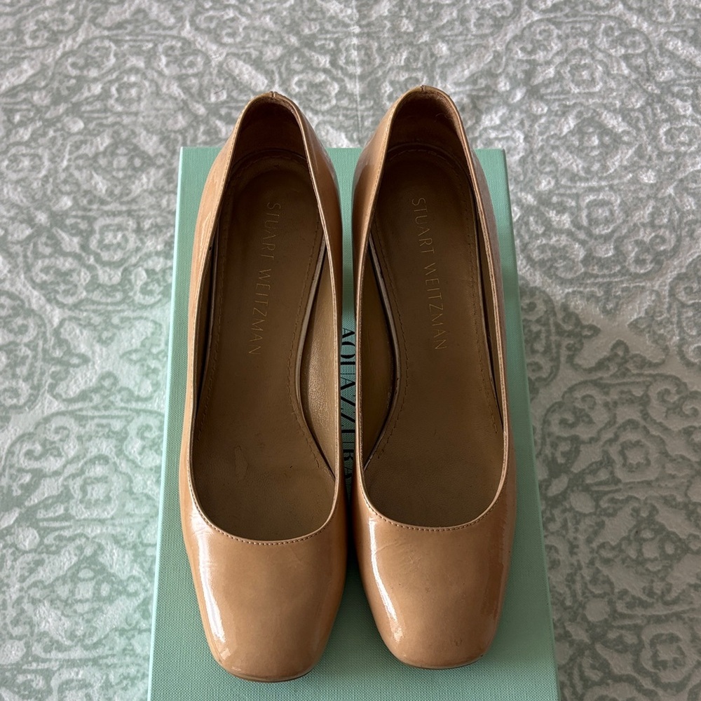 Stuart Weitzman Nude Patent Leather Heels Size 7 M